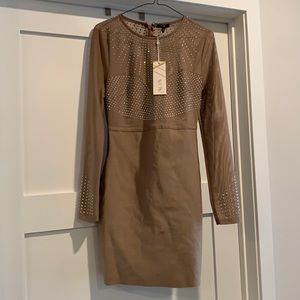 Cream Long Sleeve Bodycon Dress